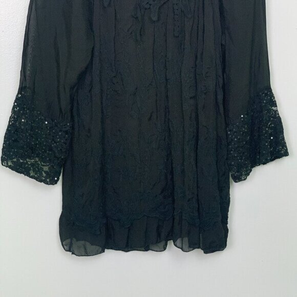 Beyond Capri Embroidered Beaded Lace Boho Tunic Blouse - Picture 2 of 9